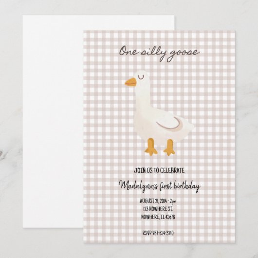 one silly goose birthday invitation 招待状 (正面/裏面)