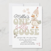 One Silly Goose Birthday Invitation – Boho Goose  招待状 (正面)