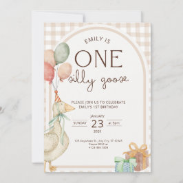 One Silly Goose Birthday Invite Gender Neutral  招待状