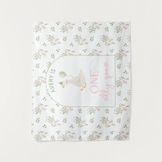 One Silly Goose Birthday Personalized Banner 1st  タペストリー (正面)