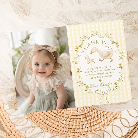 One Silly Goose Birthday Photo Thank you card 招待状