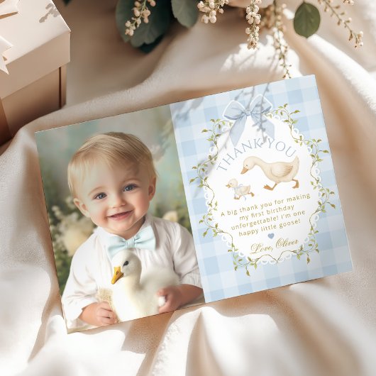 One Silly Goose Birthday Photo Thank you card 招待状