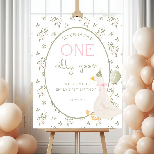 One Silly Goose Birthday Welcome Sign ポスター