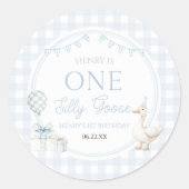 ONE Silly Goose Blue 1st Birthday Party ラウンドシール (正面)