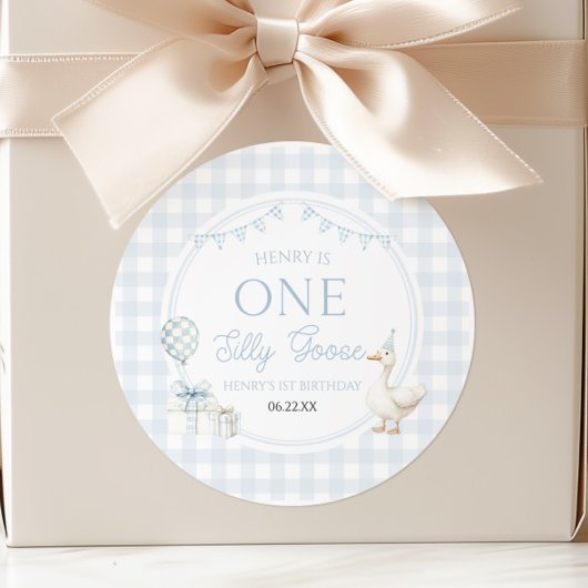 ONE Silly Goose Blue 1st Birthday Party ラウンドシール