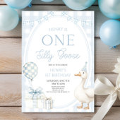 ONE Silly Goose Blue 1st Birthday Party 招待状
