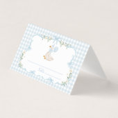 One Silly Goose Blue Bow Birthday Place Cards (正面)