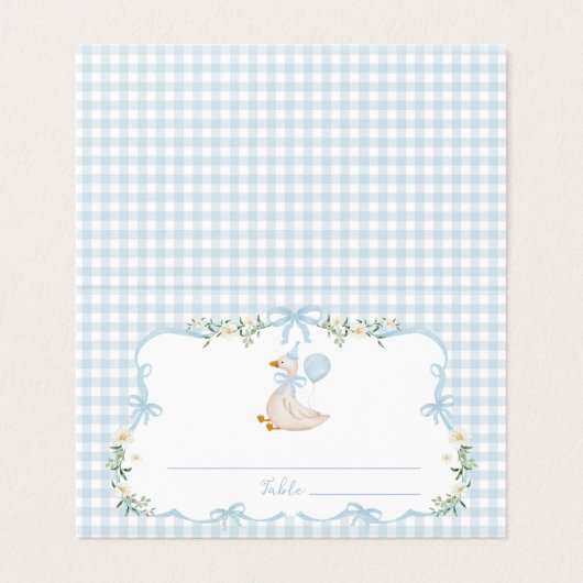 One Silly Goose Blue Bow Birthday Place Cards (外部フラット)