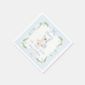 One Silly Goose Blue Bow Floral 1st Birthday スタンダードカクテルナプキン (角)