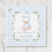 One Silly Goose Blue Bow Floral 1st Birthday フェイバータグ (正面)
