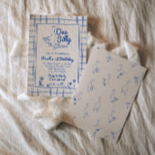 One Silly Goose Blue Drawn 1st Boy Birthday  招待状