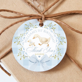 One Silly Goose Blue Gingham Bow Thank you フェイバータグ