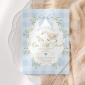 One Silly Goose Blue Gingham Boy 1st Birthday 招待状