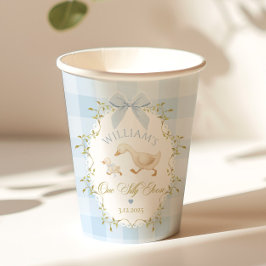 One Silly Goose Blue Gingham Boy 1st Birthday 紙コップ