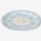 One Silly Goose Blue Goingham Whimsical Birthday ペーパープレート (アングル)