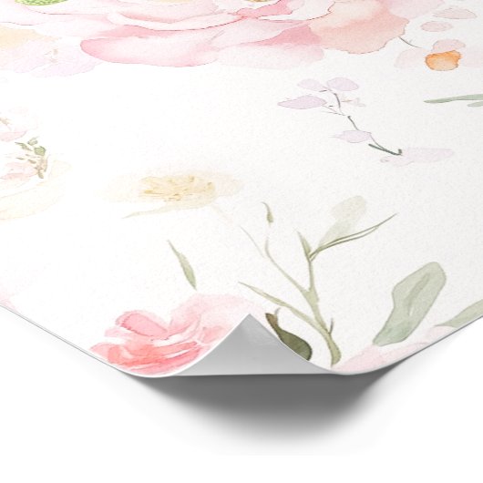 One Silly Goose Blush pink Bow Birthday Welcome ポスター (角)