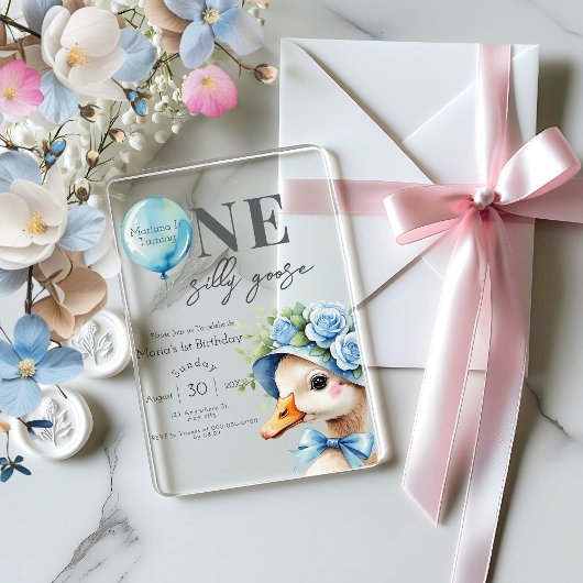 One Silly Goose Boy 1st Birthday  Invitation アクリル招待状