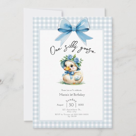 One Silly Goose Boy 1st Birthday  Invitation 招待状 (正面)