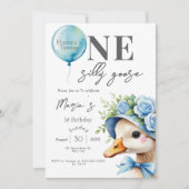 One Silly Goose Boy 1st Birthday Invitation 招待状 (正面)