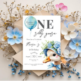 One Silly Goose Boy 1st Birthday Invitation 招待状