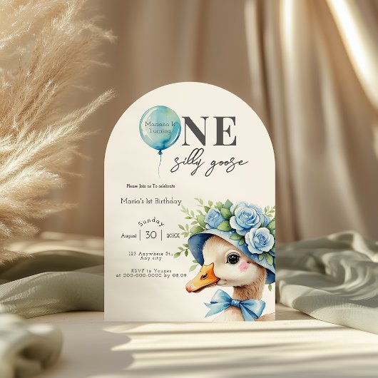 One Silly Goose Boy 1st Birthday Invitation 招待状