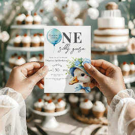 One Silly Goose Boy 1st Birthday Invitation 招待状