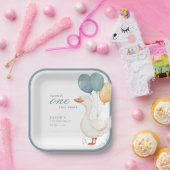 One Silly Goose Boy 1st Birthday Party Paper Plate ペーパープレート (パーティー)