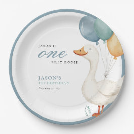 One Silly Goose Boy 1st Birthday Party Paper Plate ペーパープレート