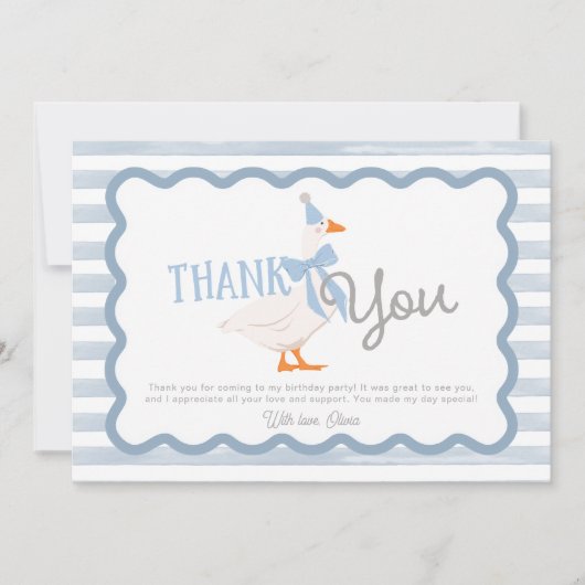 One Silly Goose Boy 1st Birthday Thank You カード (正面)