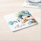 One Silly Goose Boy Birthday  スクエアペーパーコースター (アングル)