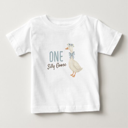One Silly Goose Boy First Birthday ベビーTシャツ (正面)