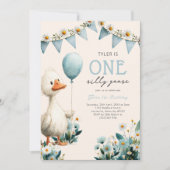 One Silly Goose Boy First Birthday 招待状 (正面)