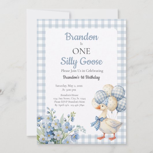 One Silly Goose Boy's First Birthday 招待状 (正面)