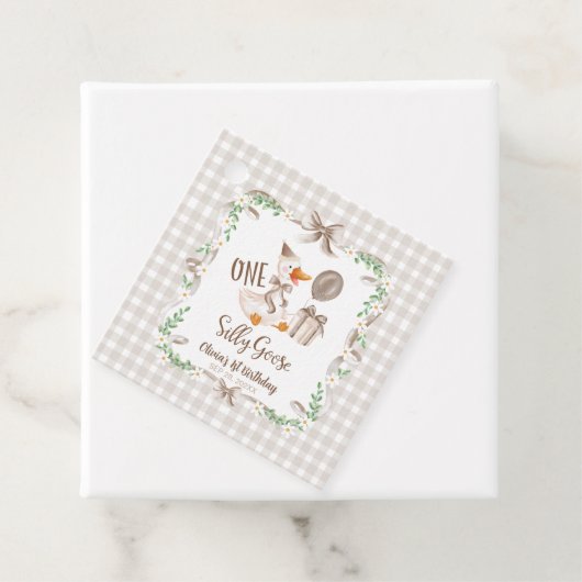 One Silly Goose Brown Bow 1st Birthday フェイバータグ (インサイチュ)