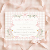 One Silly Goose: Certificate of Adoption Card 招待状