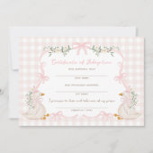 One Silly Goose: Certificate of Adoption Card 招待状 (正面)