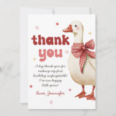 One Silly Goose Christmas Bow 1st Birthday サンキューカード (正面)