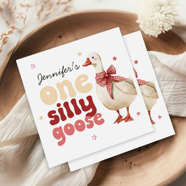 One Silly Goose Christmas Bow 1st Birthday スタンダードカクテルナプキン