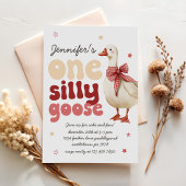 One Silly Goose Christmas Bow 1st Birthday 招待状