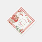 One Silly Goose Christmas Gingham 1st Birthday スタンダードカクテルナプキン (角)
