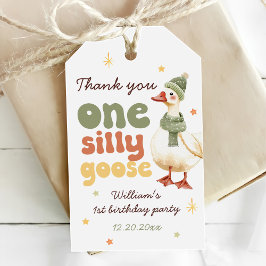 One Silly Goose Christmas Green 1st Birthday ギフトタグ