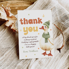 One Silly Goose Christmas Green 1st Birthday サンキューカード