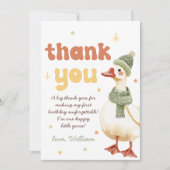 One Silly Goose Christmas Green 1st Birthday サンキューカード (正面)