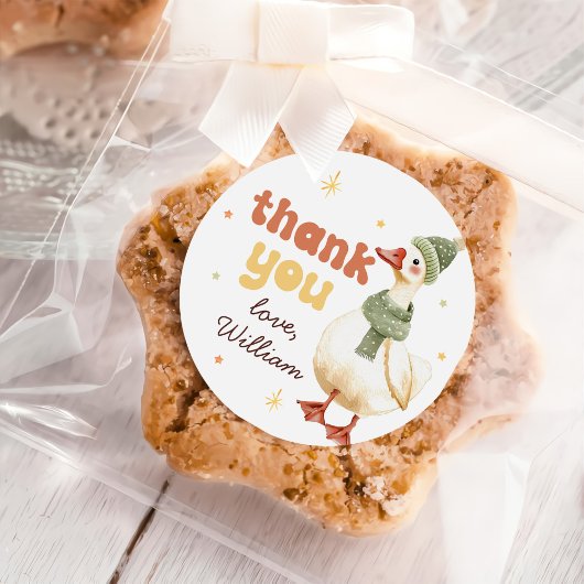 One Silly Goose Christmas Green 1st Birthday ラウンドシール