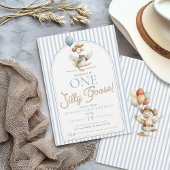 One Silly Goose Cowboy Western Cute 1st Birthday 招待状