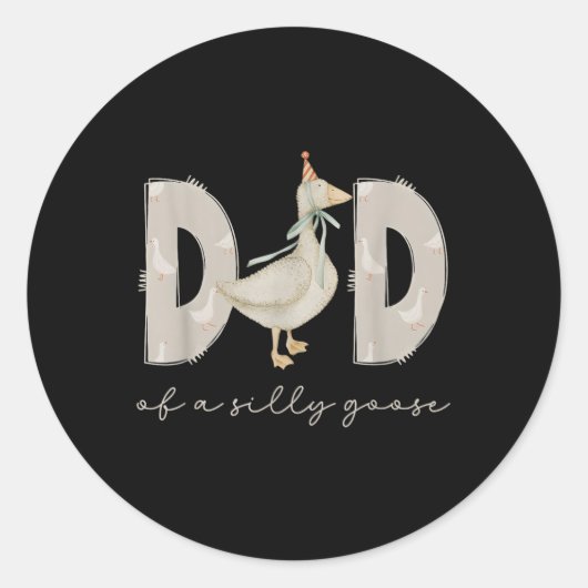 One Silly Goose Daddy 1st First Birthday Family 20 ラウンドシール (正面)