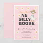 One Silly Goose Daisy Birthday Party Invitation 招待状 (正面/裏面)