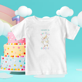 One Silly Goose First Birthday Baby T-Shirt ベビーTシャツ