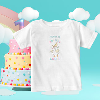 One Silly Goose First Birthday Baby T-Shirt ベビーTシャツ