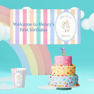 One Silly Goose First Birthday High Chair Banner 横断幕